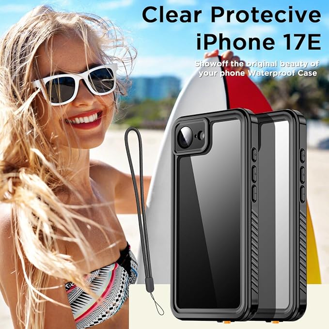 AICase for iPhone 17e Case Waterproof, Clear Water Proof Shockproof Dustproof Snowproof Full Body Rugged Transparent Underwater Phone Case for iPhone 17e 2026 Built-in Screen Protector