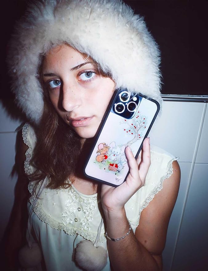 Wildflower Cases - Compatible with iPhone 13 Pro | Protective Black Bumper, 6.5ft Drop Test Certified, Women Owned Small Business | Animals Picnic Dainty Aesthetic Cute Trendy | Mice Friends
