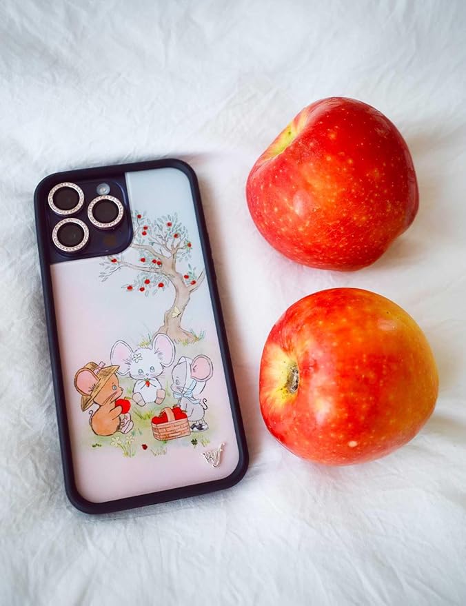 Wildflower Cases - Compatible with iPhone 13 Pro | Protective Black Bumper, 6.5ft Drop Test Certified, Women Owned Small Business | Animals Picnic Dainty Aesthetic Cute Trendy | Mice Friends