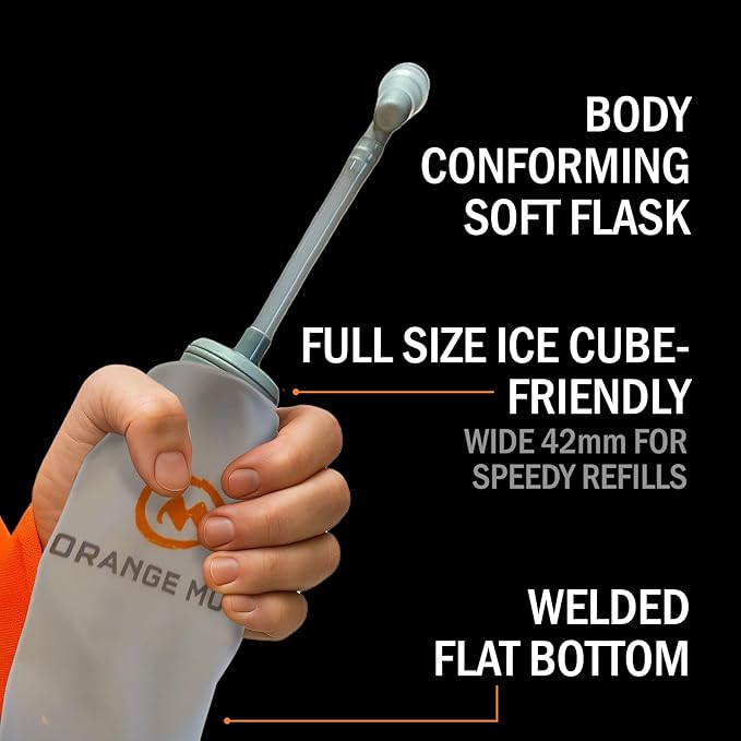Orange Mud 500ml Soft Flask – 17oz Collapsible Hydration Bottle – BPA & PVC Free – Ultra-Light, Leak-Proof, Soft Material – Fits Any Pocket – with Optional Tube & Bite Valve