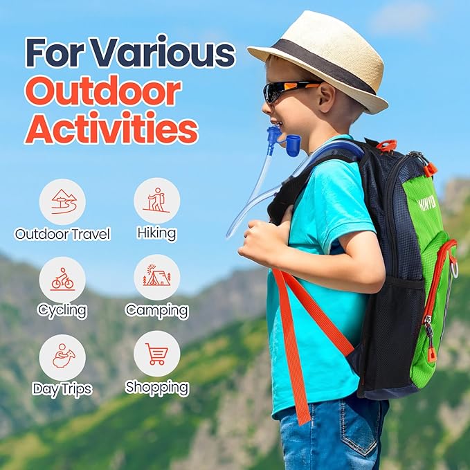 Shinylin 2 Pcs Kids Hydration Backpack with 1.5L Water Bladder Lightweight Kids Hiking Backpack Water Rucksack for Boys Girls Climbing Running