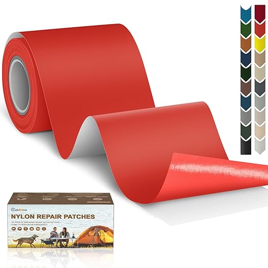 Cahomo 3x79 Inch Nylon Repair Patch Nylon Repair Tape Self Adhesive Fabric Tapes Outdoor Camping Gear Fabric kit for Tent, Umbrella, Down Jackets, Sleeping Bag, Knapsack（Orange）
