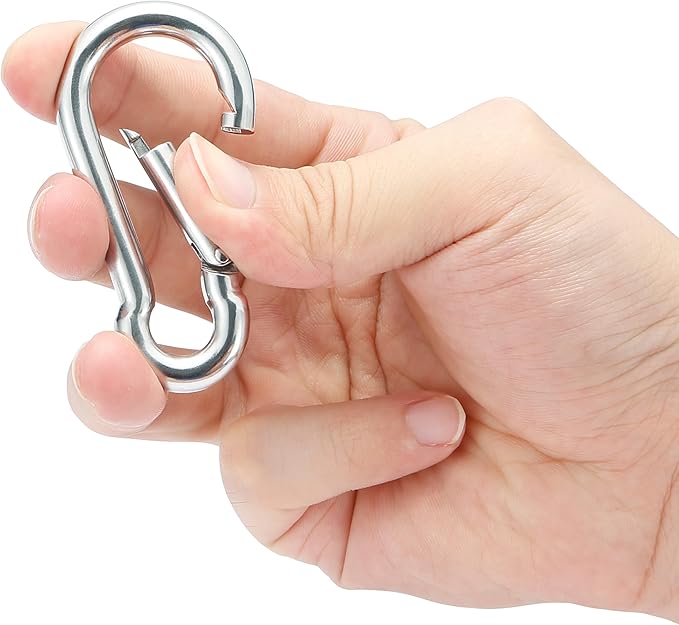 sprookber 316 Stainless Steel Carabiner Clip, Marine Grade Heavy Duty Spring Snap Hook for Outdoor, Boat, Hammock, Set of 5