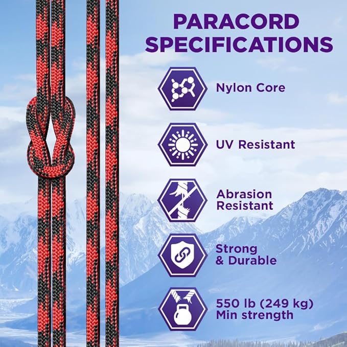 TECEUM Reflective Paracord Rope 1000 – 1000ft/200ft/100ft/50ft – 40+ Colors – Glow in The Dark – para Cord – Utility Rope for Survival, Hunting & Camping Gear – Nylon String, Camping Rope, Tent Cord