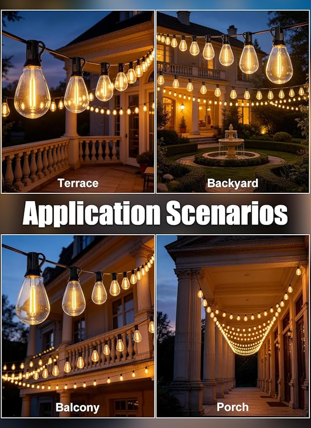 200FT Outdoor String Lights Waterproof with 80+2 Shatterproof S11 LED Bulbs, Extra Long Patio Lights Outdoor Waterproof for Backyard, Bistro Lights Outdoor, LED Lights for Outside, Cafe Lights