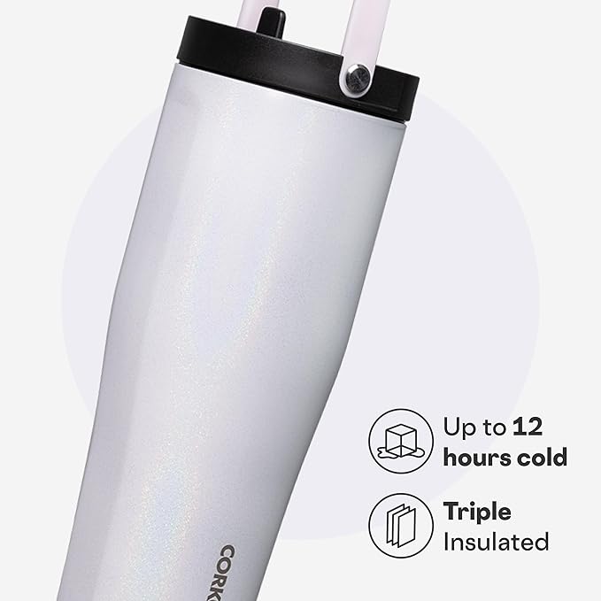 Corkcicle Go Cup XL - Leak-Proof Travel Tumbler - Triple Insulated Stainless Steel Water Bottle - Easy-Carry Handle - Summer Drinkware Gift - Keeps Drinks Ice Cold - 30 oz - Unicorn Magic