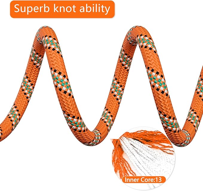X XBEN Outdoor Climbing Rope 10M(32ft) 20M(64ft) 30M(96ft) 50M(160ft) 70M(230ft) 152M(500FT) 352M(1000FT) Static Rock Climbing Rope for Escape Rope Ice Climbing Equipment Fire Rescue Parachute