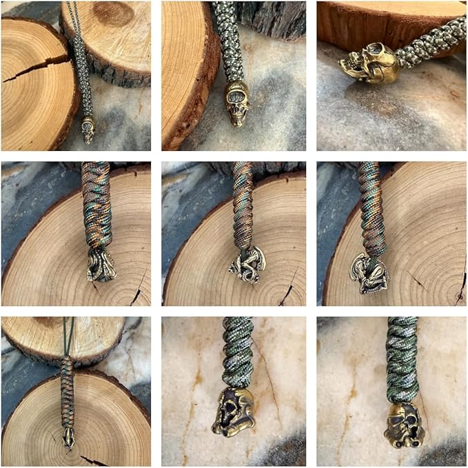 Handmade Lanyards with Brass Beads – Paracord 550 Survival Gear Leash for knives, Outdoor, and EDC Tools