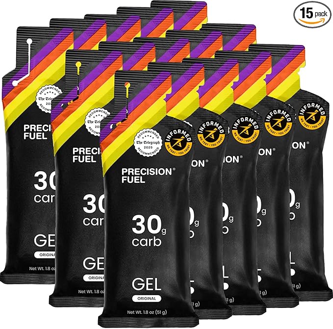 Precision Fuel PF30 Energy Gels - Mild, Neutral Flavour Running Gels for Endurance Athletes, 30g Carbohydrate, Easy-to-Digest, Perfect for Running & Long-Duration Sports (Pack of 15)