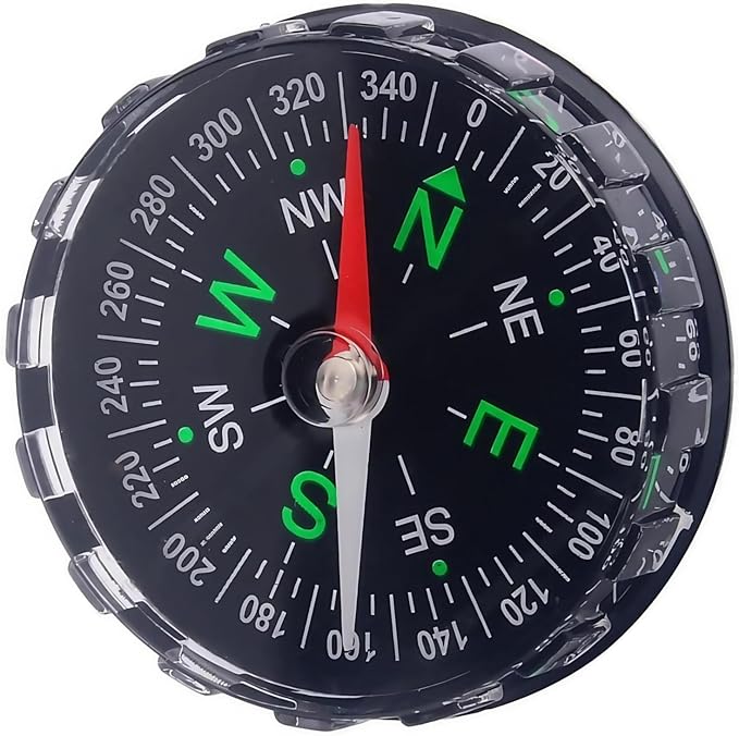 Mini Compass for Outdoor Navigation - Portable Liquid Survival Tool for Travel, Hiking, Camping and Backpacking - Clever Design, 4.5cm Diameter, Ideal for Boating and Navigation, Compasses