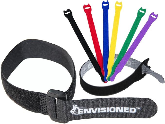 Reusable Cinch Straps & Cable Ties Combo Set, Multipurpose Quality Hook & Loop Cable Organizer, Securing Straps (26 Pack Assortment)