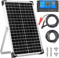 30W 12V/24V Solar Panel Kit, Monocrystalline Solar Battery Trickle Charger Maintainer +10A PWM Charge Controller + Adjustable Mount Bracket for Car, RV, Boat, Motorcycle, Off-Grid System
