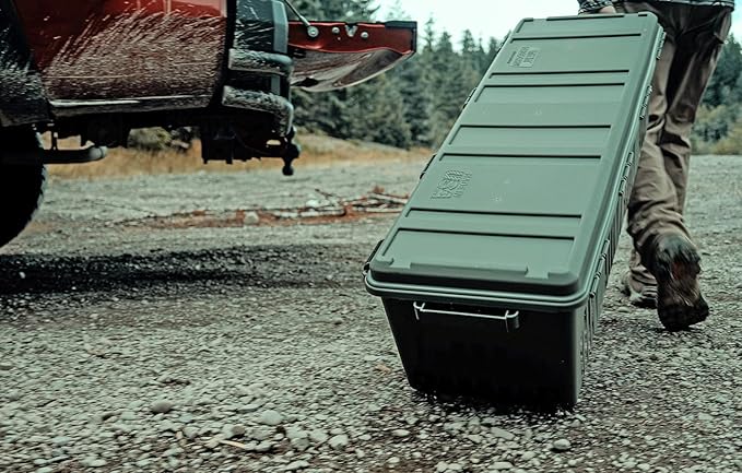 MTM MGC - The Mule Mobile Gear Crate, Storage for Hunting Gear, Shooting Supplies, Outdoor Gear, Camping Accessories, Water-Resistant, Stackable, Holds 75lbs of Gear, USA Made, Army Green