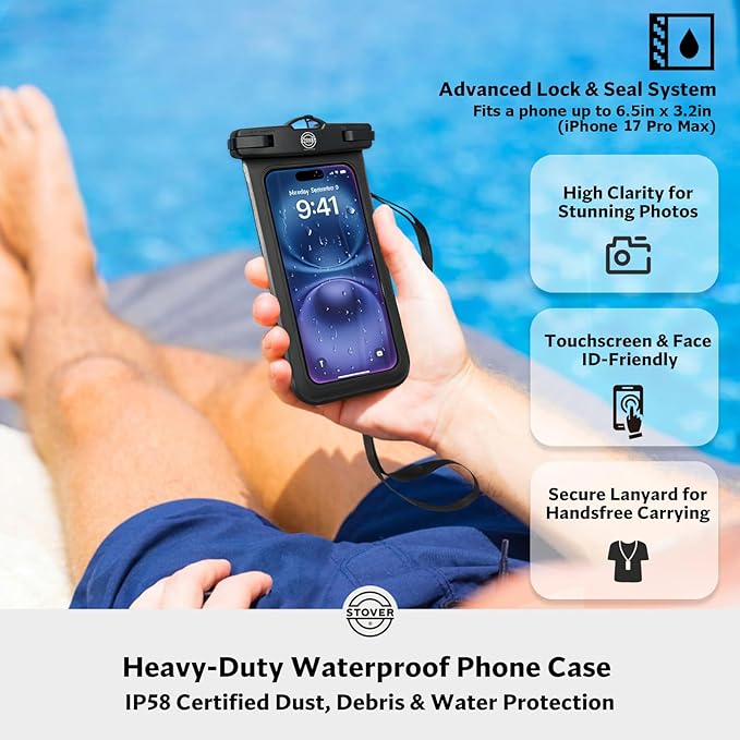 STOVER 5/10/25/30/40/55L Waterproof Dry Bag- Roll-Top Backpack w/Phone Case- Kayaking, Hiking, Camping, Boating- Men/Women