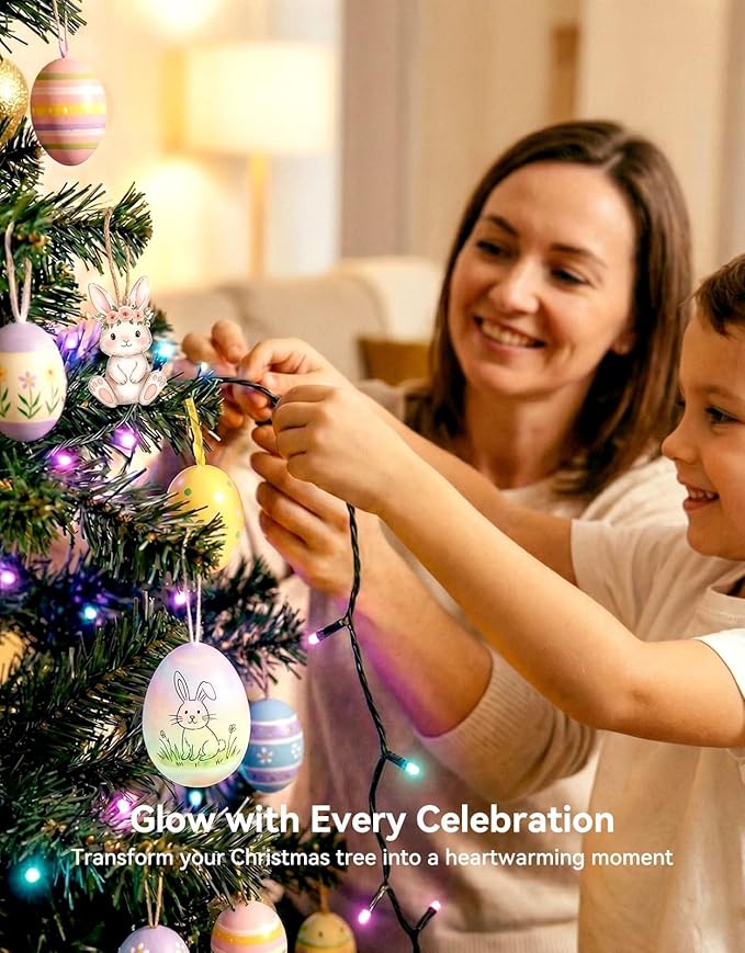 LitHome 99FT 300 LED Easter Lights String Outdoor Waterproof, 8 Modes Pastel String Lights Plug in Green Wire, Colorful Easter Light with Timer & Memory Function, Tree Light Outdoor for Garden Patio