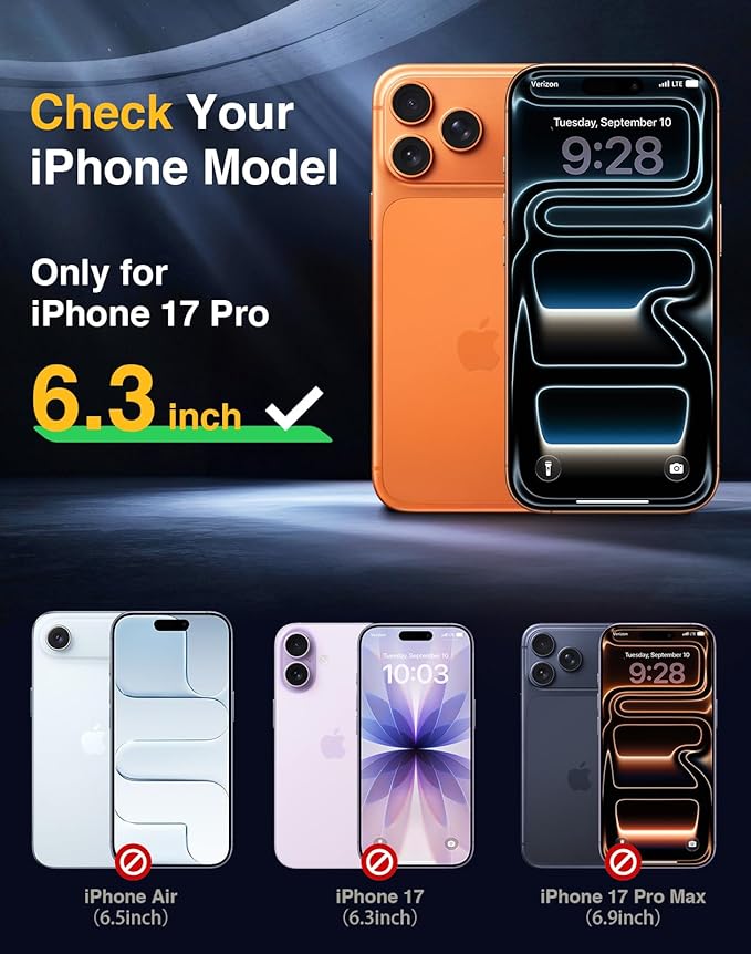 Lanhiem Magnetic for iPhone 17 Pro Case Waterproof, Built in Screen Protector & Camera Protection, [Compatible with MagSafe] Full Body Dustproof Heavy Duty Rugged Phone Case 6.3'' (Privacy Black)