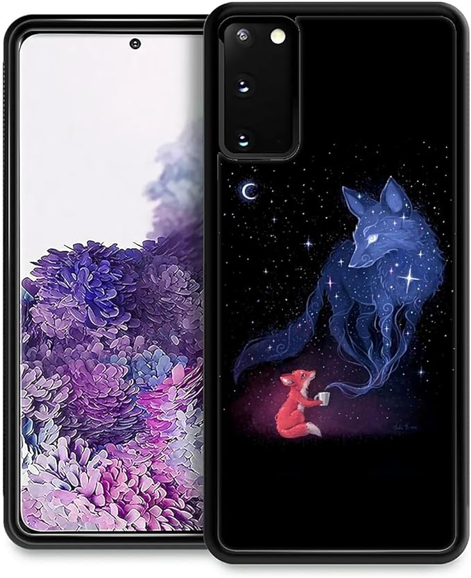 for Samsung Galaxy S20 Case, Galaxy Fox Wolf Pattern Graphic Design Girl Boy Soft Silicone Hard Acrylic Shock Protection for Samsung Galaxy S20