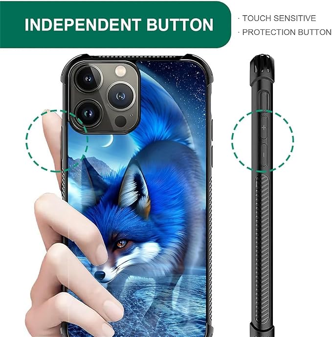 for iPhone 15 Pro Max Case, Snowy Mountain Fox Lake Pattern Graphic Design Girl Boy Soft Silicone Hard Acrylic Shock Protection for iPhone 15 Pro Max