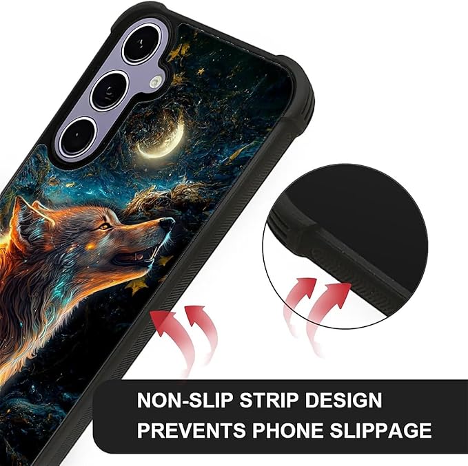 for Samsung Galaxy S24 S25 Case, Star Cave Hungry Wolf Pattern Graphic Design Girl Boy Soft Silicone Hard Acrylic Shock Protection for Samsung Galaxy S24 S25