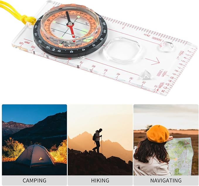 Eyeskey Multifunctional Military Sighting Navigation Compass with Inclinometer | Impact Resistant & Waterproof Compass for Hiking, Camping