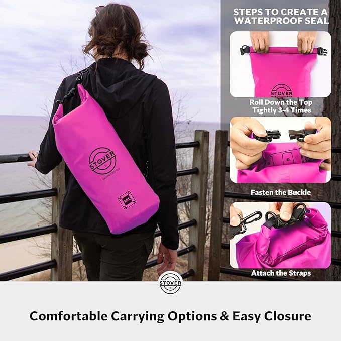 STOVER 5/10/25/30/40/55L Waterproof Dry Bag- Roll-Top Backpack w/Phone Case- Kayaking, Hiking, Camping, Boating- Men/Women