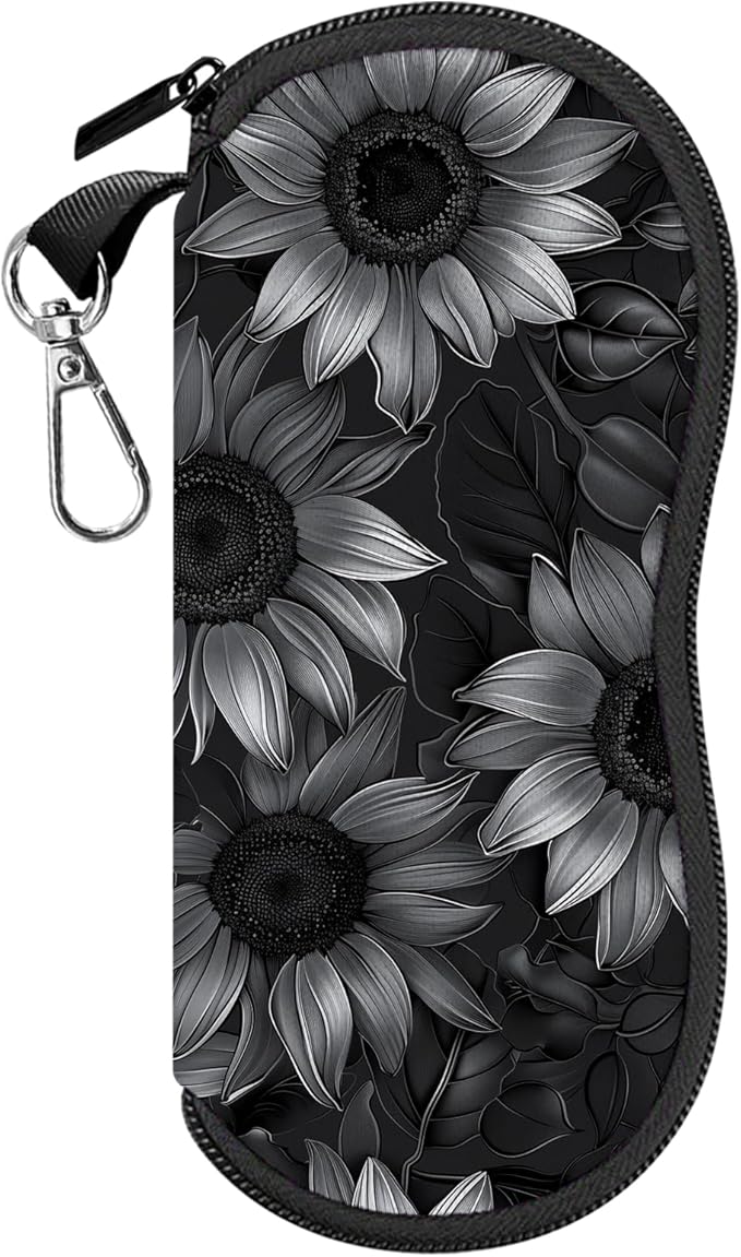 Glasses Case Sunglasses Eyeglass Soft Case Zipper Light Neoprene Pouch with Metal Belt Clip Aesthetic Cute Women Men