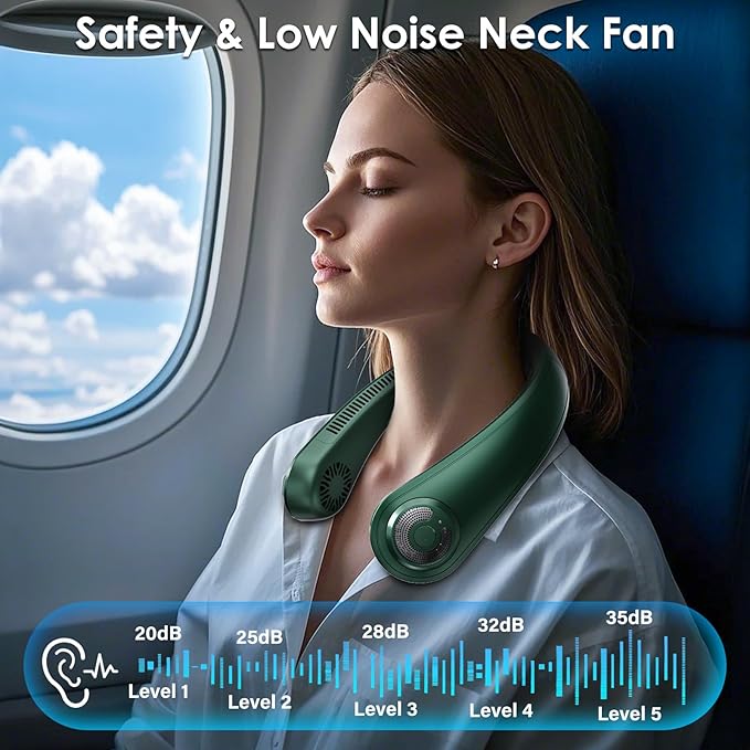 Portable Lightweight Neck Fan with Neck Support, Birthday Gifts for Men Women Dad Mom, Rechargeable Personal Wearable Cooling Neck Fans for Hot Flashes, Disneyland, Travel, Camping Essentials