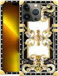 Compatible with iPhone 13 Pro Max Case, Gold Grain Flowers Luxury Golden Decoration for Girl Women Soft TPU Shockproof Protective Hard PC Back for iPhone 13 Pro Max