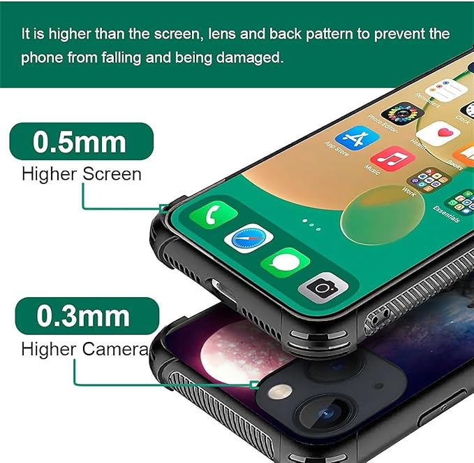 for iPhone 14 Plus Case, Star Two Wolfs Howling Pattern Graphic Design Girl Boy Soft Silicone Hard Acrylic Shock Protection for iPhone 14 Plus
