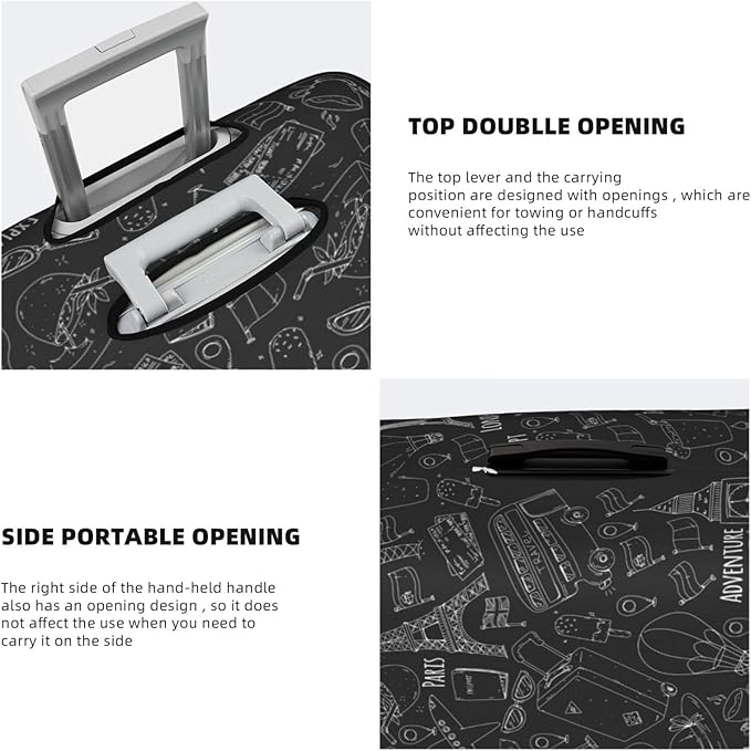 World Marks Luggage Cover for Suitcase and Luggage Tag Combination, Elastic Washable Anti-Scratch, Travel Adventure Explore Birthday Gift for Men Women(S 18-21 Inch Luggage)