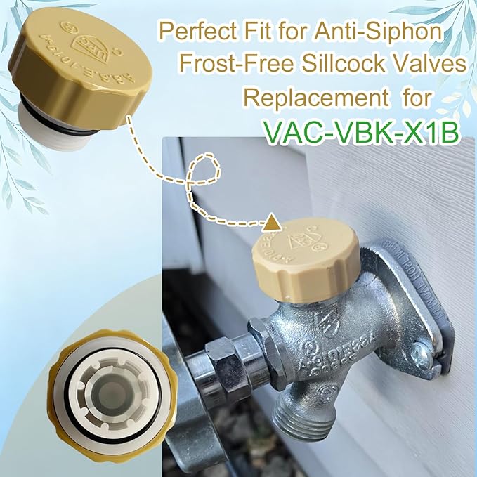 Vacuum Breaker Replacement Kit, ASSE 1019‑A Anti‑Siphon Repair Parts for Frost‑Free Outdoor Sillcock Hose Bib Faucet, Complete Repair Set with O‑Rings and Teflon Tape (2 Pack)