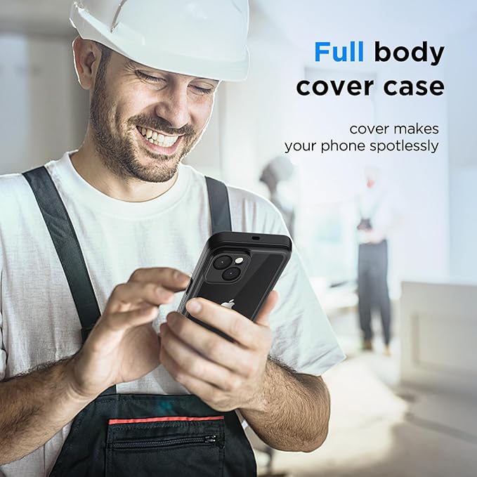 Lanenas for iPhone 14 Case, for iPhone 14 Waterproof Case with Built-in Screen Protector, Full Body Dustproof Shockproof Heavy Duty Tough Rugged Phone Protective Cover 6.1inch Black