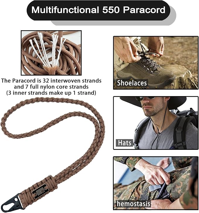 DDOUT Heavy Duty Paracord Lanyard 550 Paracord Braided Keychain for ID Badges, Camera, Whistle, Traveling, Outdoor Activities