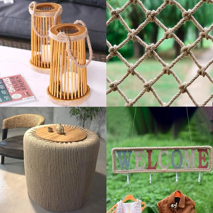 Vivifying 50 Feet 10mm Jute Rope, Natural Heavy Duty Twine for Crafts, Cat Scratching Post, Gardening, Bundling and Hanging