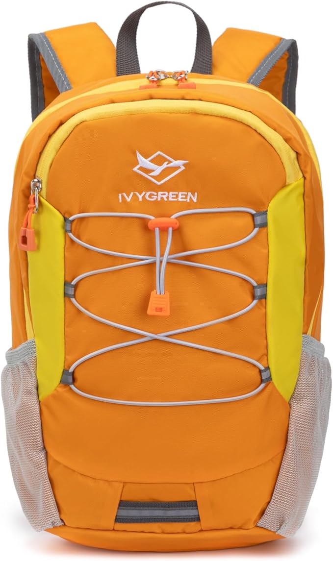 IVYGREEN Little Kids Hiking Backpack for Boys or Girls, Small Daypack for Camping or Travel (Orange, Medium)