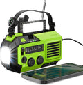 FosPower NOAA Emergency Weather Radio A6 19240mWh Portable Power Bank, AM/FM, USB/Solar/Hand Crank Charging, Battery Operated, SOS Alarm & Flashlight for Indoor/Outdoor Emergency - Green