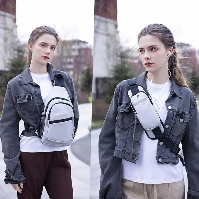 JENAGREEN Waterproof Sling Backpack Crossbody Sling Bag for Women Men, Multipurpose Travel Hiking Adjustable Chest Bag Casual Daypack
