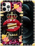 Compatible with iPhone 12 12 Pro Case, Queen Lip Crown Leopard Print Luxury Golden Decoration for Girl Women Soft TPU Shockproof Protective Hard PC Back for iPhone 12 12 Pro