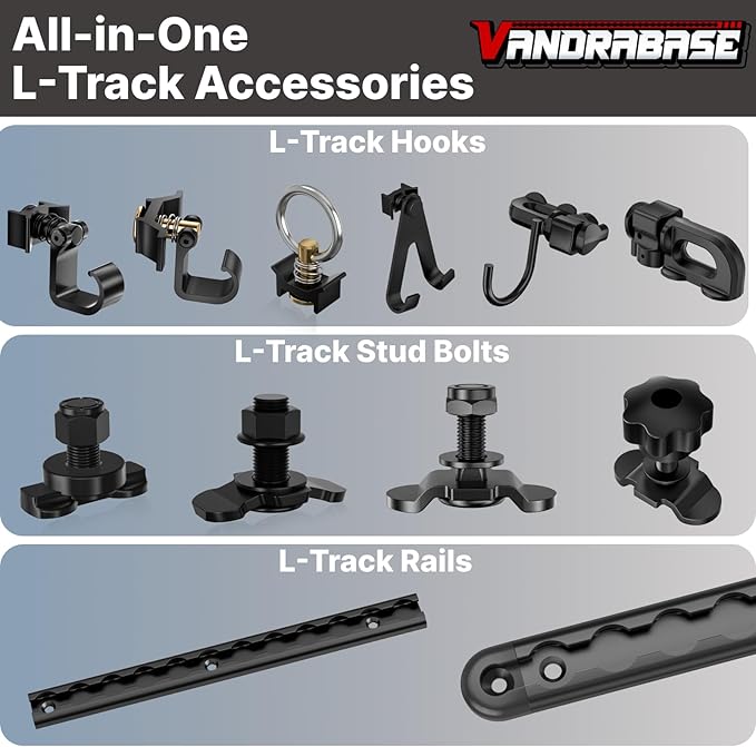 4 Pack L Track Hooks with Single Stud Fitting, Spring-Loaded Adjustable Gear Hook, Aluminum L Track Accessories for Trailer, Truck, Garage, Tie Down System, 100LBS Max Load Capacity – Green