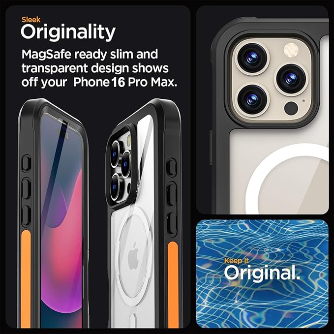 AICase Magnetic for iPhone 16 Pro Max Case Compatible with Magsafe,360 Fullbody [Dustproof Design] Built-in 9H HD Tempered Glass Screen&Lens Protector,Shockproof Heavy Duty Rugged Phone Cover 6.9"