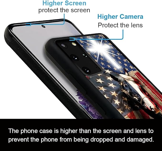 for Samsung Galaxy S20 Plus Case, Red American Flag Horse Cross Pattern Graphic Design Girl Boy Soft Silicone Hard Acrylic Shock Protection for Samsung Galaxy S20 Plus