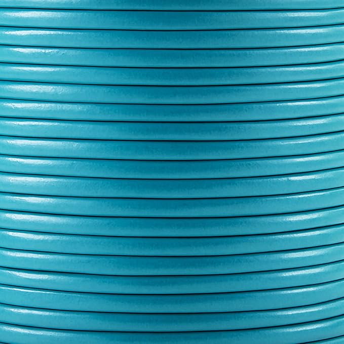 Mandala Crafts Round Genuine Turquoise Leather Cord for Jewelry Making – 1.5mm Cowhide Leather Rope String Lace for Kumihimo – 20 Yards Cowhide Craft Cording Spool