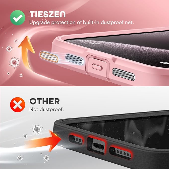 TIESZEN for iPhone 15 Pro Max Case, Compatible with MagSafe, Built-in Privacy Screen Protector and Camera Protection, Anti Spy Full Body Dustproof Shockproof Hard Phone Case 6.7", Pink