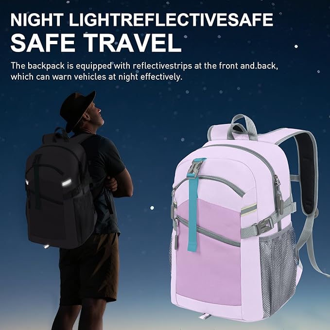 Small Hiking Backpack,20L Lightweight Travel Daypack,Ideal for Hiking,Traveling and Outdoor Adventure,Purple