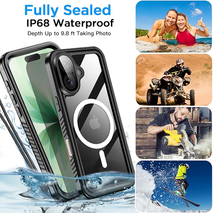 AICase for iPhone 17 Case Waterproof Clear with MagSafe Water Proof/Snowproof/Dustproof/Shockproof,IP68 Certified 360 Full Body Protection Fully Sealed Underwater Cover for iPhone 17 6.3"