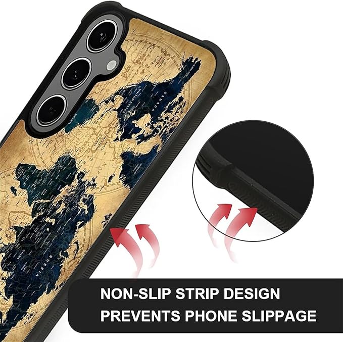 for Samsung Galaxy S24 S25 Plus Case, Brown World Map Pattern Graphic Design Girl Boy Soft Silicone Hard Acrylic Shock Protection for Samsung Galaxy S24 S25 Plus