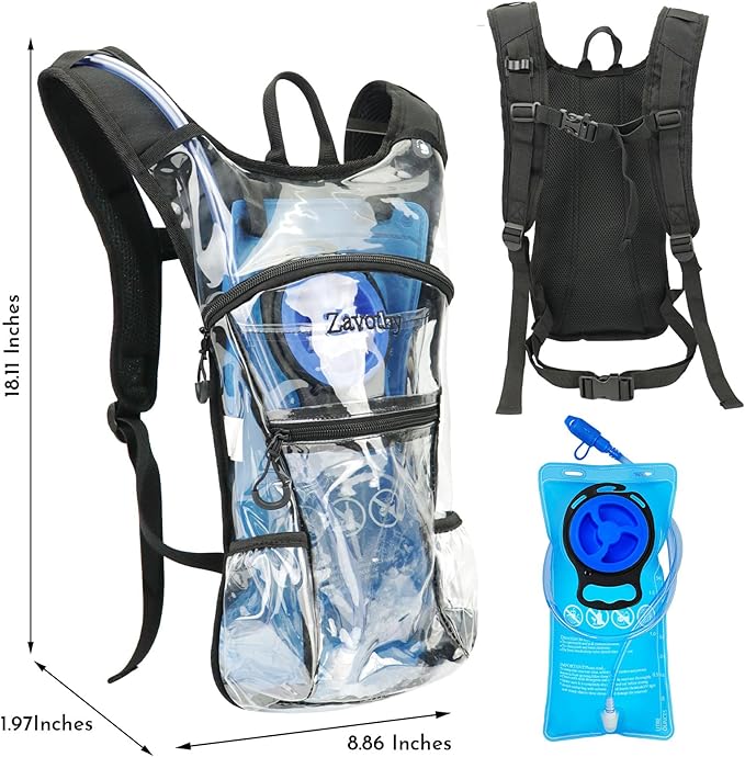 Zavothy Rave Hydration Backpack with 3L Bladder, Colorful Festival Hydration Pack with Side Pockets, Lightweight Water Backpack for EDM, Music Festivals, Hiking & Cycling