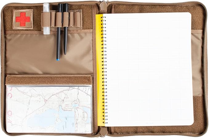 Tactical Admin Notebook Cover System, Zippered Map Case, Fits US Standard & A4 Notebooks (Black)