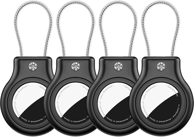4 Pack Waterproof AirTag Holder for AirTag 1st & 2nd Generation,AirTag Keychain with Secure Lock,AirTags Case Cover for Apple AirTag Accessories for GPS Item Finder Tracker Luggage, Bag,Key,Pet,Black