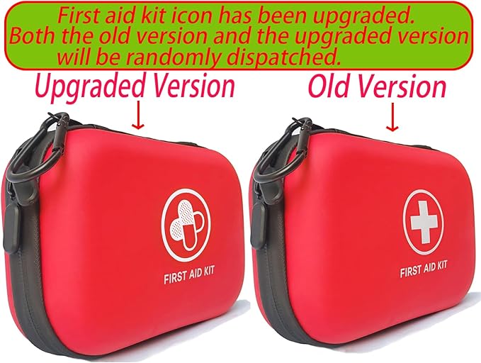 First Aid Kit 150 Piece Waterproof Hard Shell Emergency Medical Kit for Home, Camping, Hiking, Sports, Office, Adventure Portable IFAK Kits (Red)